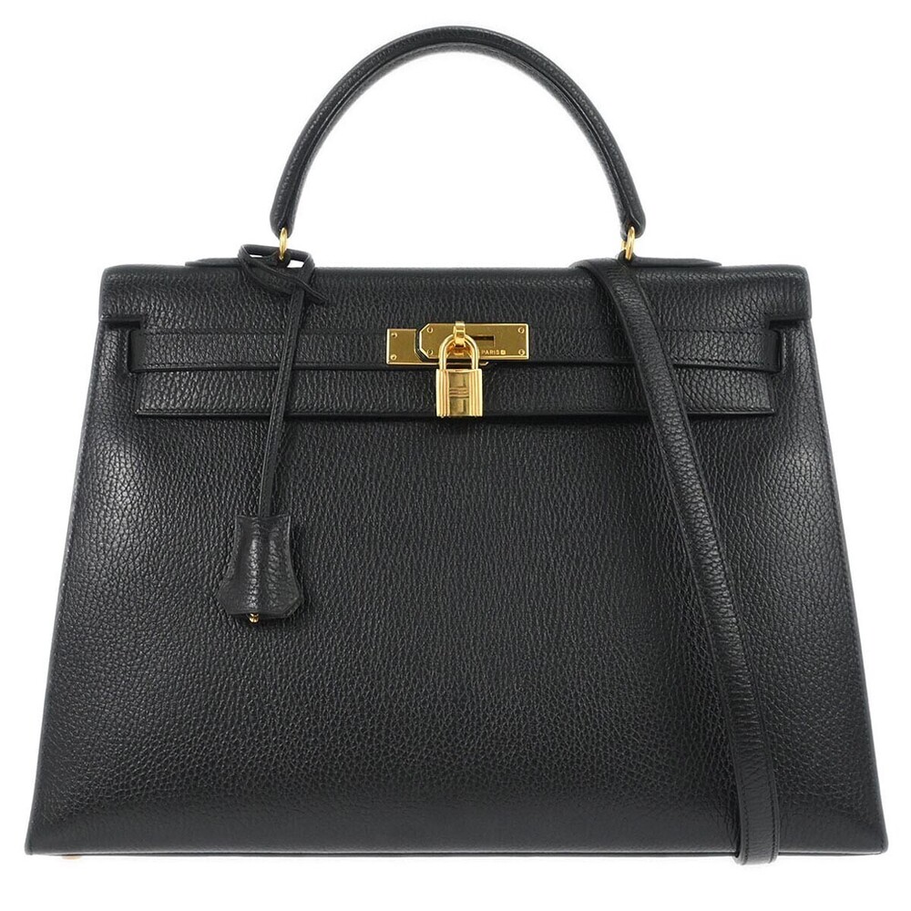 Hermes Kelly Black Ardennes with Gold Hardware 40
